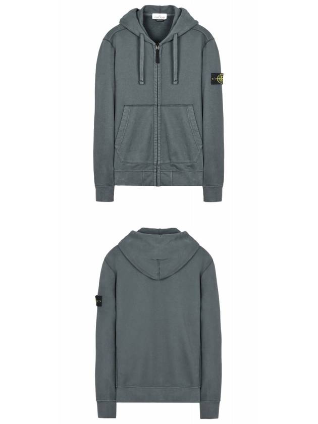 Men Wappen Cotton Fleece Hooded  Zip Up Dark Grey - STONE ISLAND - BALAAN 5