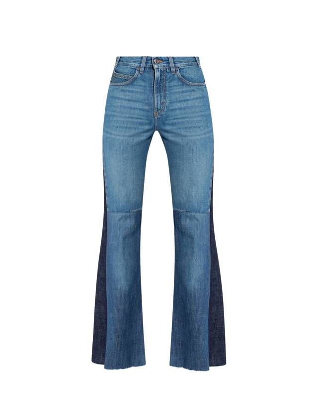 Women's Patchwork Flare Denim Jeans Blue - CHLOE - BALAAN 1