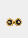 Enamel Medusa Stud Earrings Black Gold - VERSACE - BALAAN 2