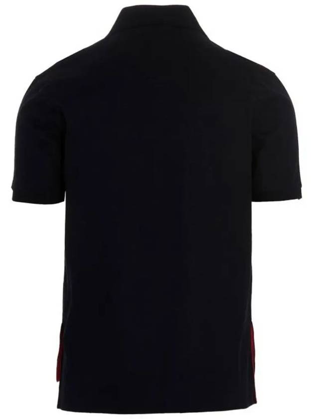 Men's Three Stripes Pocket Mercerized Short Sleeve Polo Shirt Navy - THOM BROWNE - BALAAN 3