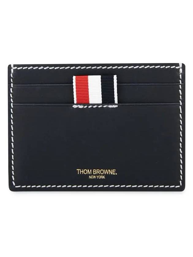 Stitched Vacchetta Card Wallet Navy - THOM BROWNE - BALAAN 2