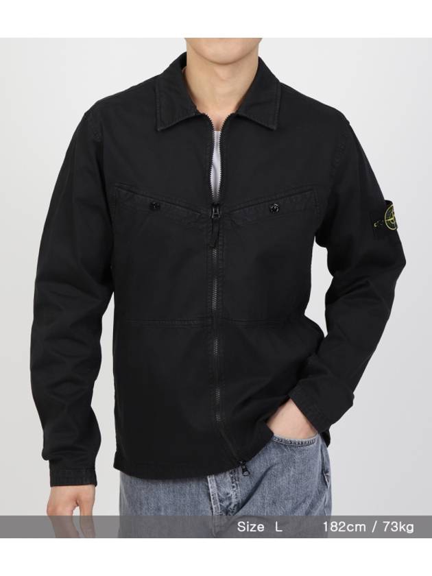 Wappen Patch Overshirt Zip Up Jacket Black - STONE ISLAND - BALAAN 10