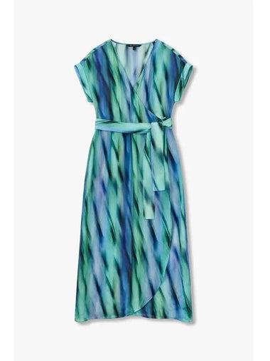 Women s Printed Overwrap Rayon Dress Green - ARMANI EXCHANGE - BALAAN 1