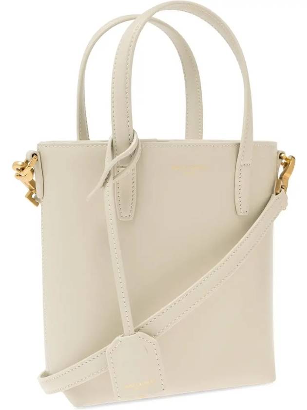 Toy Small Leather Shopping Box Tote Bag White - SAINT LAURENT - BALAAN 5