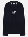 16CMSS183A 110055W D08 Logo Print Sweatshirt Blue - CP COMPANY - BALAAN 1