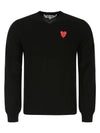 Men's Double Heart V-neck Knit Top P1 N074 1 Black - COMME DES GARCONS PLAY - BALAAN 1