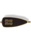 Engraved Logo Enamel Hair Clip Black - MIU MIU - BALAAN 1