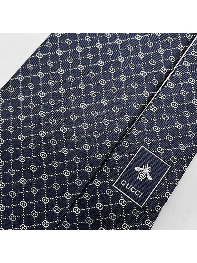 GG Dot Pattern Silk Tie Navy - GUCCI - BALAAN 4