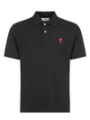 Heart Logo Polo Shirt Black - AMI - BALAAN 2