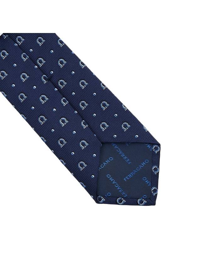 Ferragamo Men's Gancini Silk Tie 35 0883 F NAVY 0762039 - SALVATORE FERRAGAMO - BALAAN 6