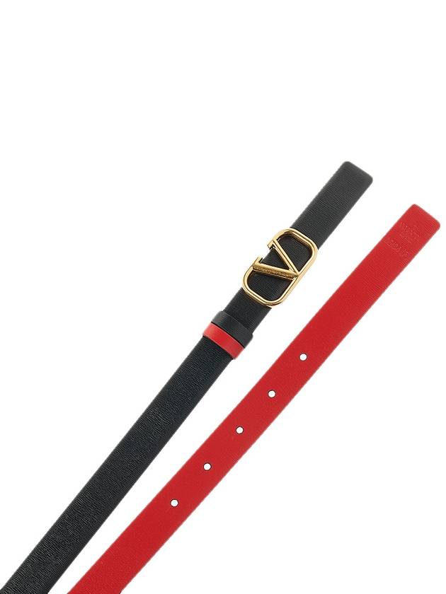 V Logo Signature Leather Belt Black Red - VALENTINO - BALAAN 11