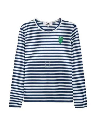 Men's Striped Logo Long Sleeve T-Shirt Blue - COMME DES GARCONS - BALAAN 2