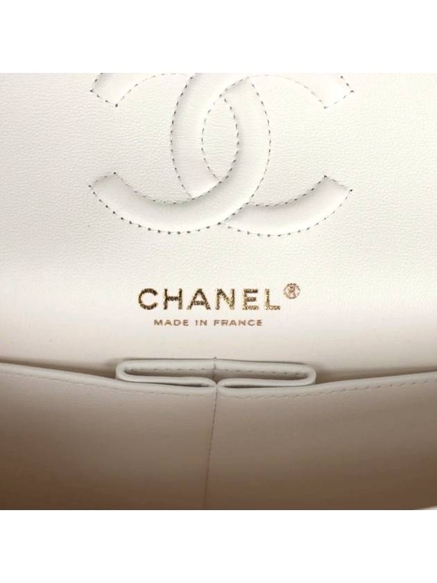 Classic Caviar Small Flap Bag White Champagne Gold Shoulder Gift Plated - CHANEL - BALAAN 8