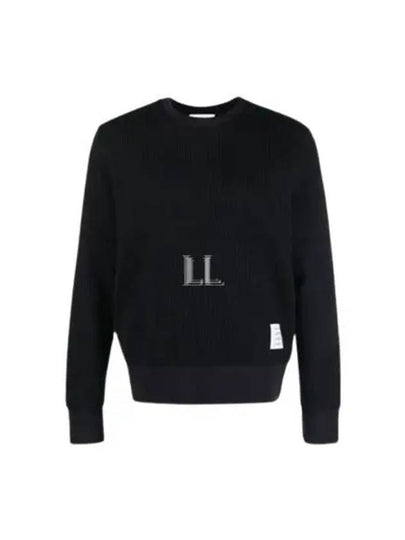 Seersucker Loopback 4 Bar Crew Neck Sweatshirt Navy - THOM BROWNE - BALAAN 2