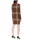 Women's Check Stretch Funnel Neck Midi Dress Brown - BURBERRY - BALAAN.