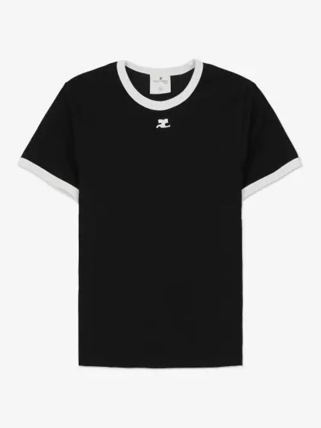 Contrast Signature Short Sleeve T-Shirt Black - COURREGES - BALAAN 2