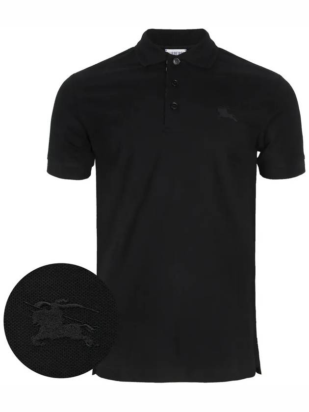 Cotton Polo Shirt Black - BURBERRY - BALAAN 4