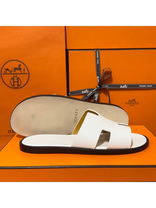 Men's Izmir Sandals Calfskin Classic White - HERMES - BALAAN 6