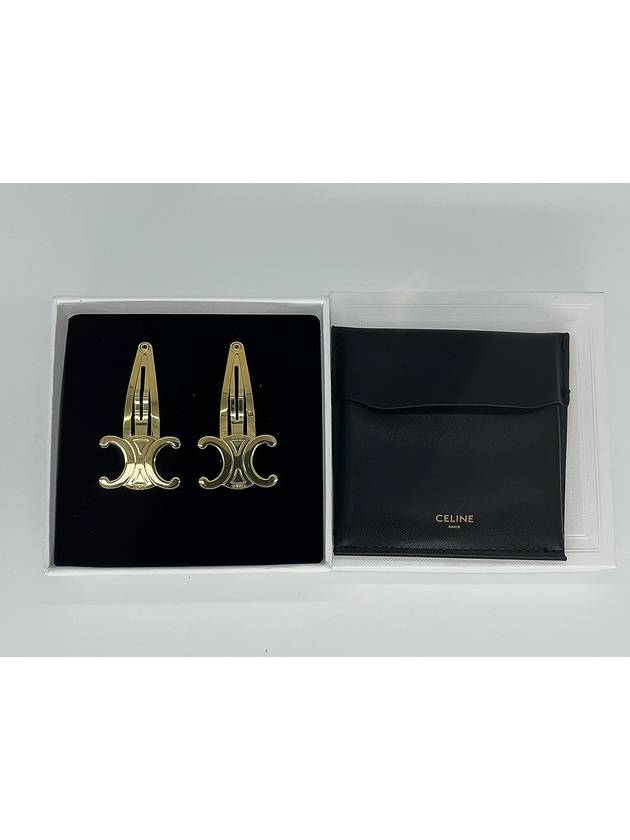 Triomphe Snap Brass Steel Hair Clip Gold Set Of 2 - CELINE - BALAAN 6