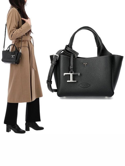 Micro Leather Tote Bag Black - TOD'S - BALAAN 2