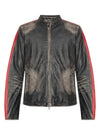 L Renn Contrasting Stripes Leather Jacket Black - DIESEL - BALAAN 2