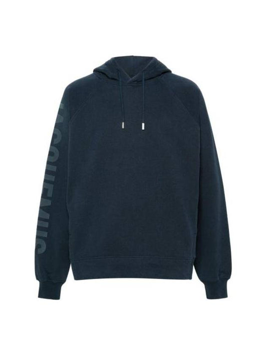 Le Typo Classic Fit Cotton Hoodie Navy - JACQUEMUS - BALAAN 1