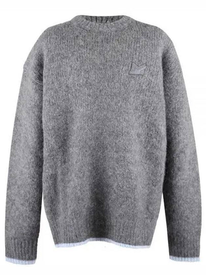 Men's MK Patch Oversized Alpaca Wool Knit Top Grey Melange - MAISON KITSUNE - BALAAN 2