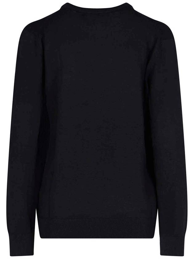 Tricolor Fox Patch Classic Round Neck Knit Top Black - MAISON KITSUNE - BALAAN 4