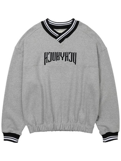 Men's Logo V-Nack Sweatshirt Melange Gray - AJOBYAJO - BALAAN 2