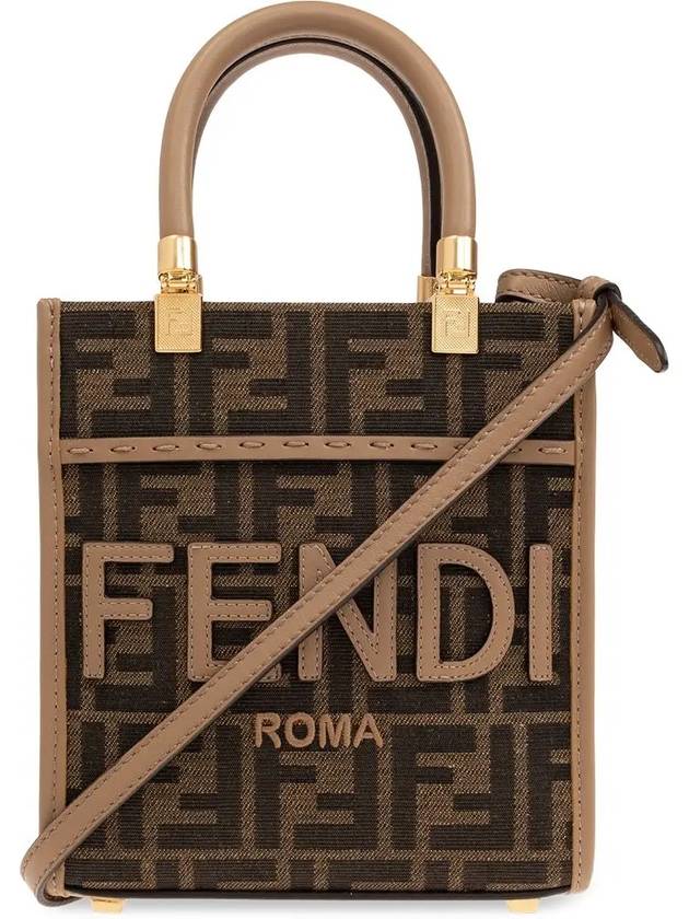 FF Mini Fabric Tote Bag Brown - FENDI - BALAAN 3