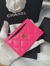 Classic Card Holder Grained Shiny Calfskin Gold Metal Fuchsia - CHANEL - BALAAN 7