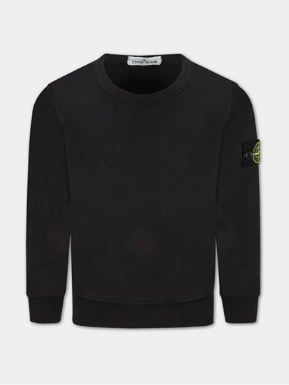 Kids Organic Cotton Fleece Sweatshirt Black - STONE ISLAND - BALAAN 2