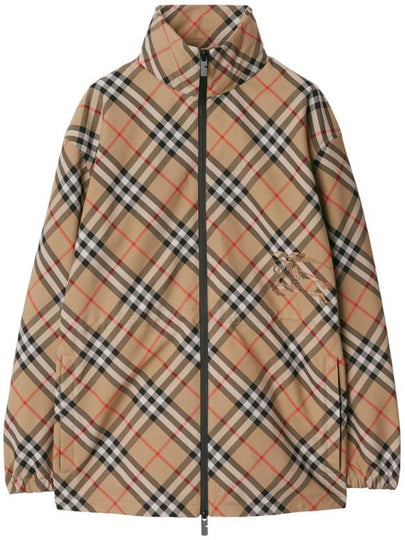 Check Patterned Zip-Up Jacket Beige - BURBERRY - BALAAN 2