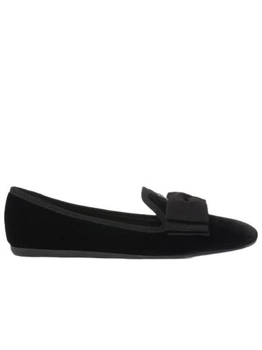 Logo Ribbon Velvet Flat Black - MIU MIU - BALAAN 1