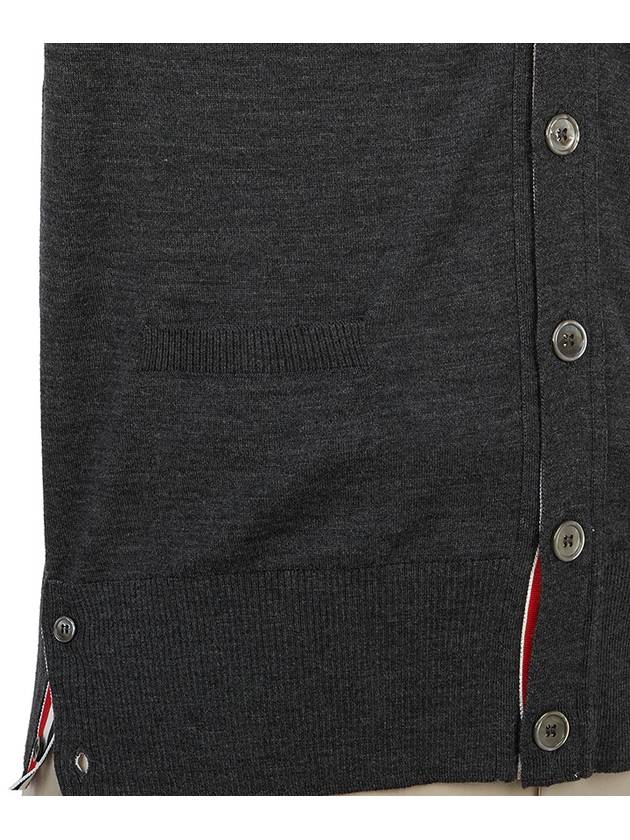 Men's Sustainable Classic Diagonal Wool Cardigan Dark Grey - THOM BROWNE - BALAAN 11