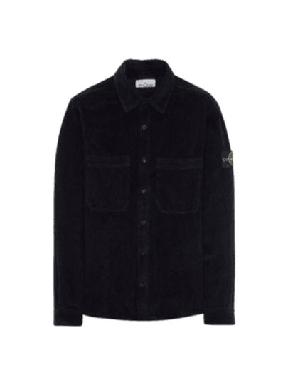 Cotton Corduroy 400 TC Over Long Sleeve Shirt  Black - STONE ISLAND - BALAAN 2