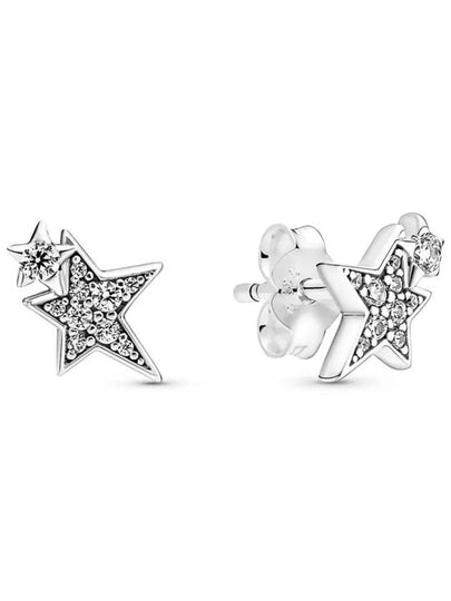 Sparkling Asymmetric Star Stud Earrings Silver - PANDORA - BALAAN 2