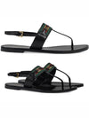 Web Interlocking GG Flip Flops Black - GUCCI - BALAAN.