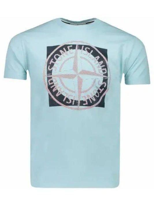 Compass Logo Printing Short Sleeve T-Shirt Aqua Blue - STONE ISLAND - BALAAN 2
