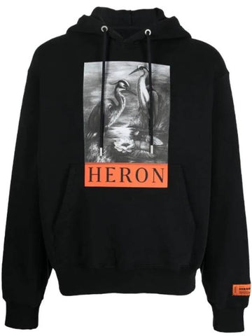 graphic print cotton hoodie black - HERON PRESTON - BALAAN 1
