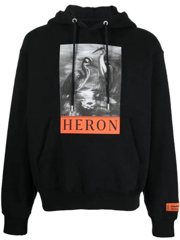 Preston Graphic Print Cotton Hoodie Black - HERON PRESTON - BALAAN 1