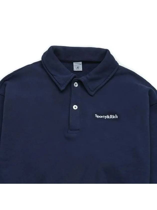 Embroidered Logo Polo Long Sleeve T-shirt Navy - SPORTY & RICH - BALAAN 4