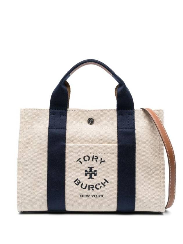 Small Logo Print Canvas Tote Bag Beige - TORY BURCH - BALAAN 1