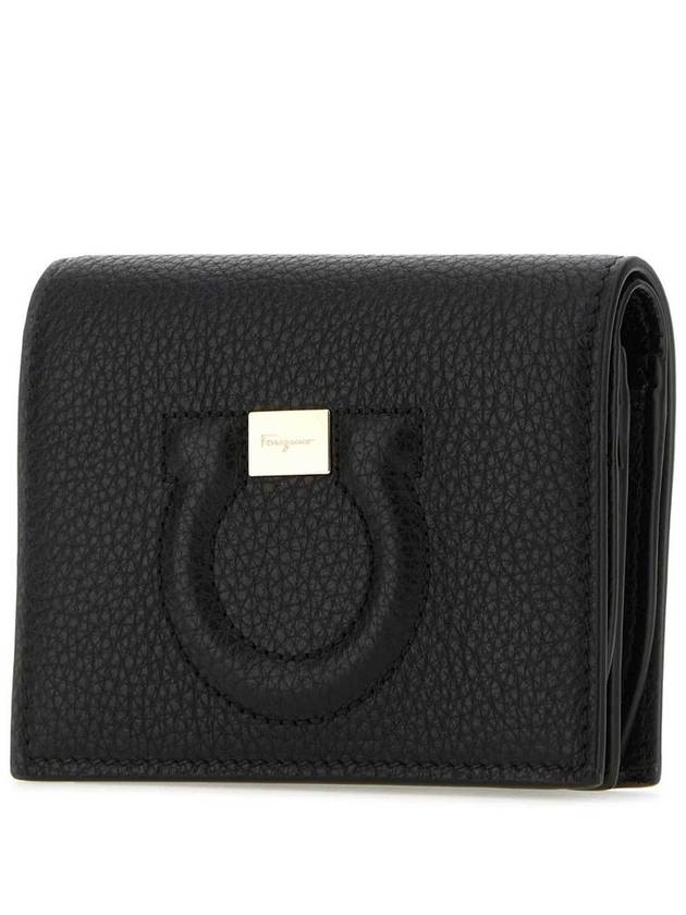 Gancini Logo Half Wallet Black - SALVATORE FERRAGAMO - BALAAN 3