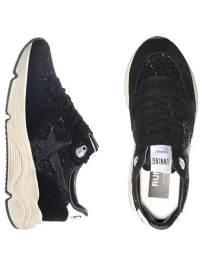 Women's Running Sole Glitter Leather Low Top Sneakers Black - GOLDEN GOOSE - BALAAN 2