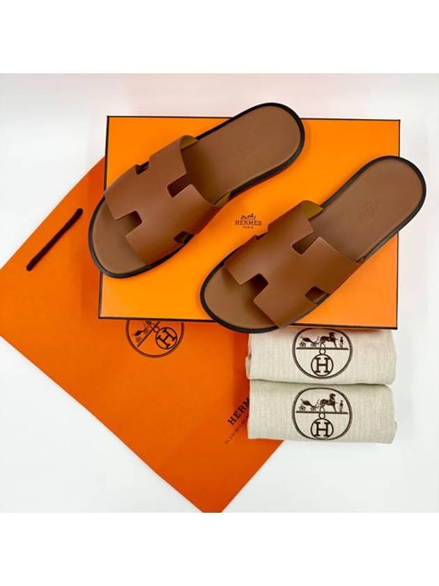 Izmir Leather Slippers Gold - HERMES - BALAAN 9