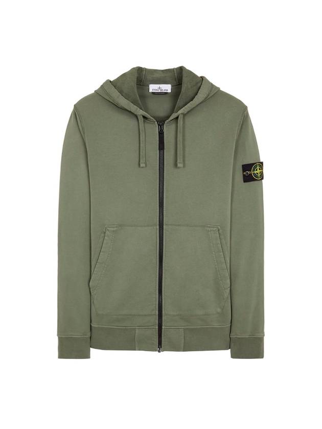 Logo Patch Cotton Fleece Hoodie Green - STONE ISLAND - BALAAN 1