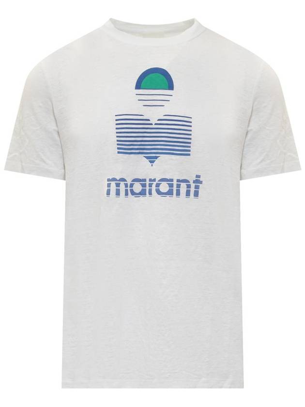 Karman Logo Linen Short Sleeve T-Shirt White - ISABEL MARANT - BALAAN 2