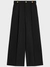 Taillat Flare Leg Mohair Wool High Waist Pants Black - CELINE - BALAAN 2