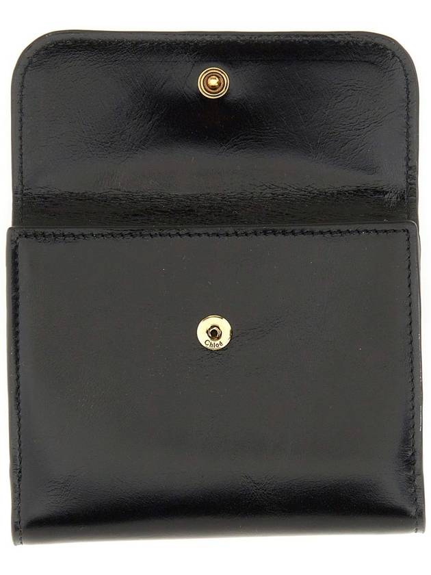 C Small Tri Fold Shiny Leather Bicycle Wallet Black - CHLOE - BALAAN 5